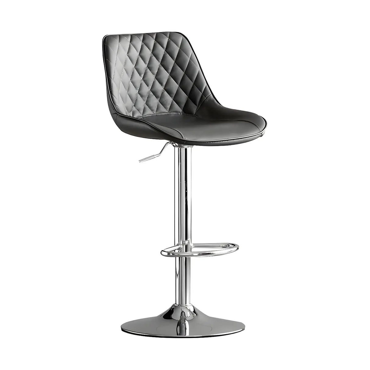 Kitchen Leather Bucket Iron Adjustable Swivel Bar Stool Image - 8