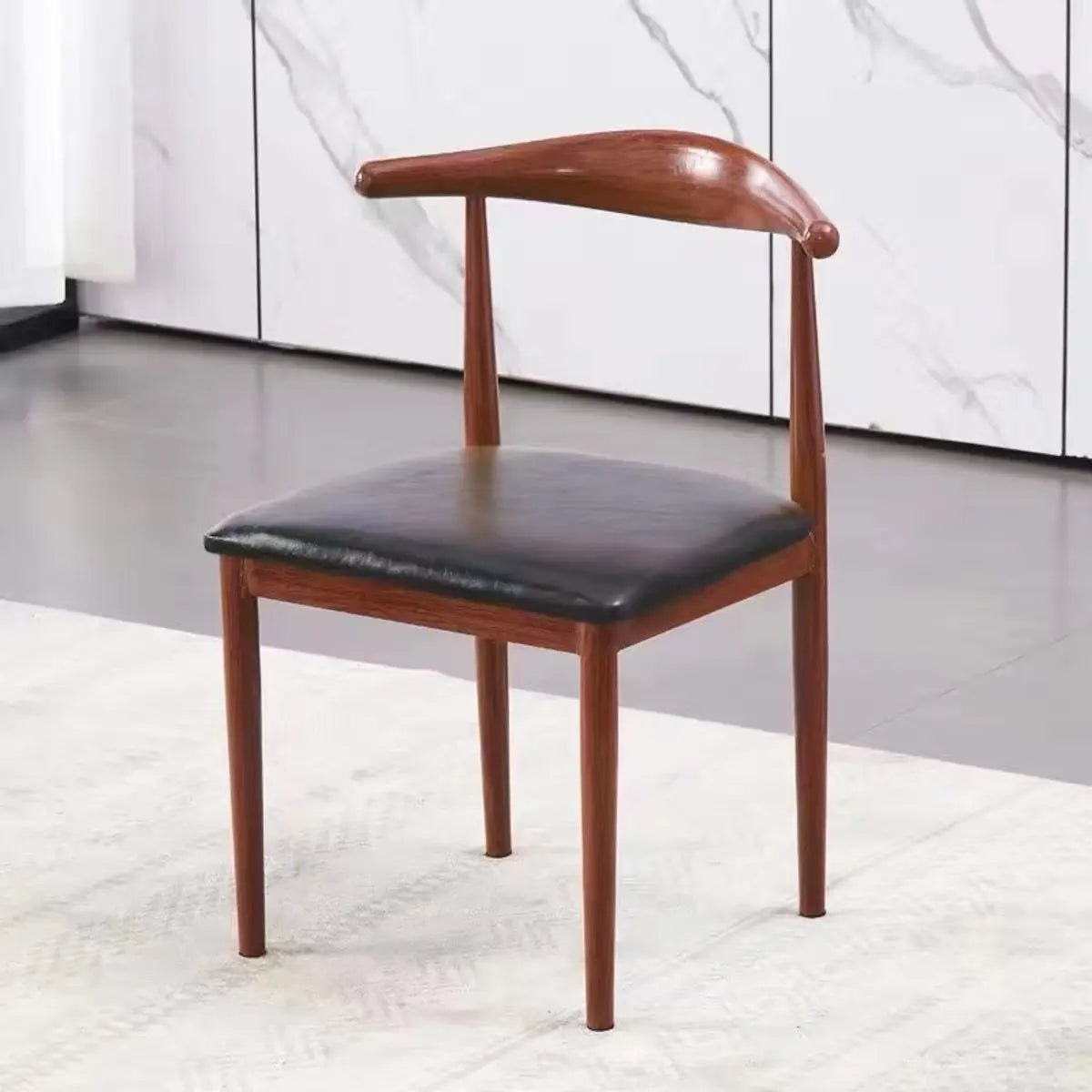 Kitchen Linen Seat Open Back Wood Dining Chair Green Image - 15