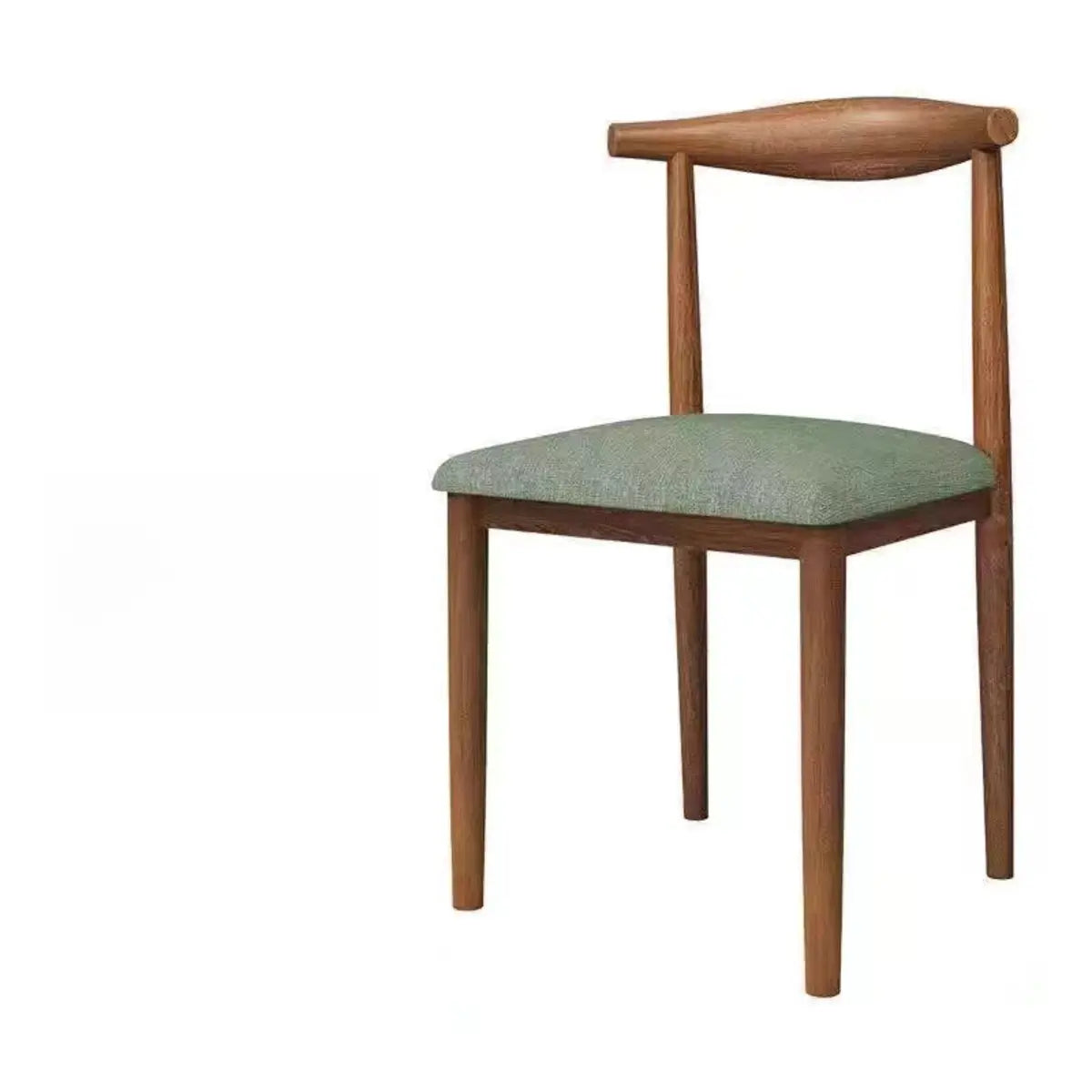 Kitchen Linen Seat Open Back Wood Dining Chair Green Image - 18
