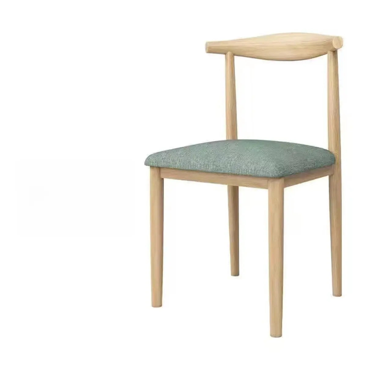 Kitchen Linen Seat Open Back Wood Dining Chair Green Image - 21