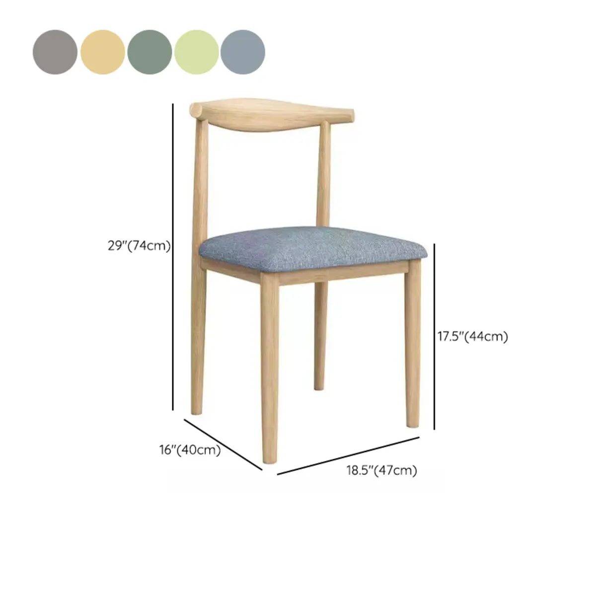 Kitchen Linen Seat Open Back Wood Dining Chair Green