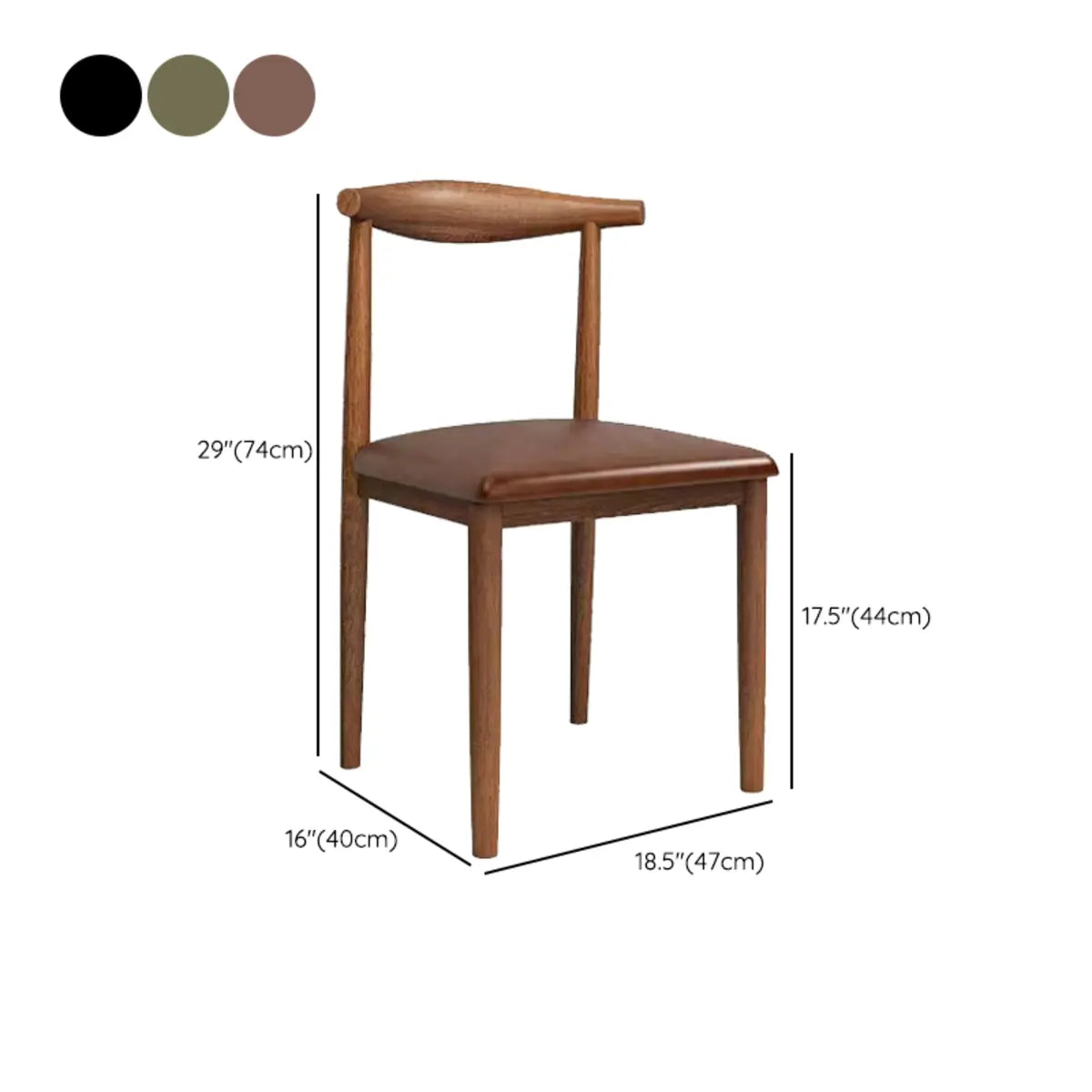 Kitchen Linen Seat Open Back Wood Dining Chair Green Image - 26