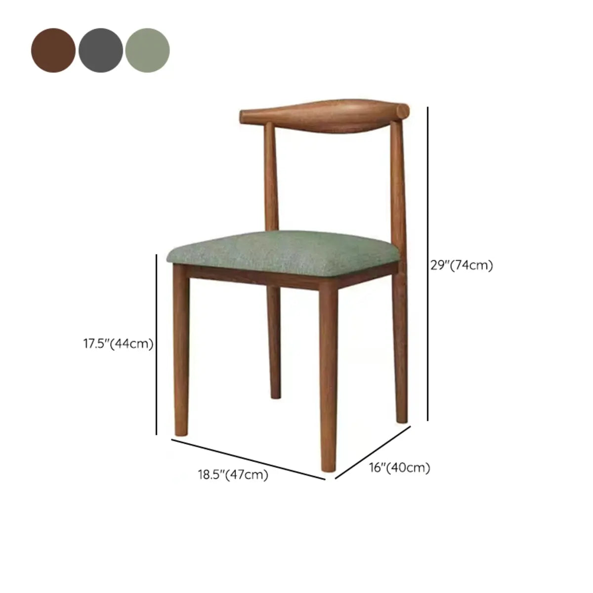 Kitchen Linen Seat Open Back Wood Dining Chair Green Image - 27