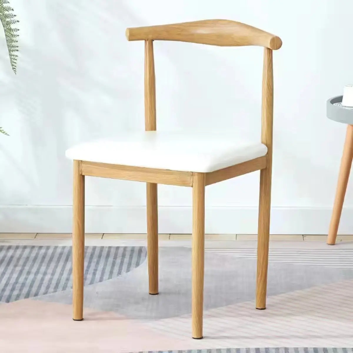 Kitchen Linen Seat Open Back Wood Dining Chair Green Image - 9