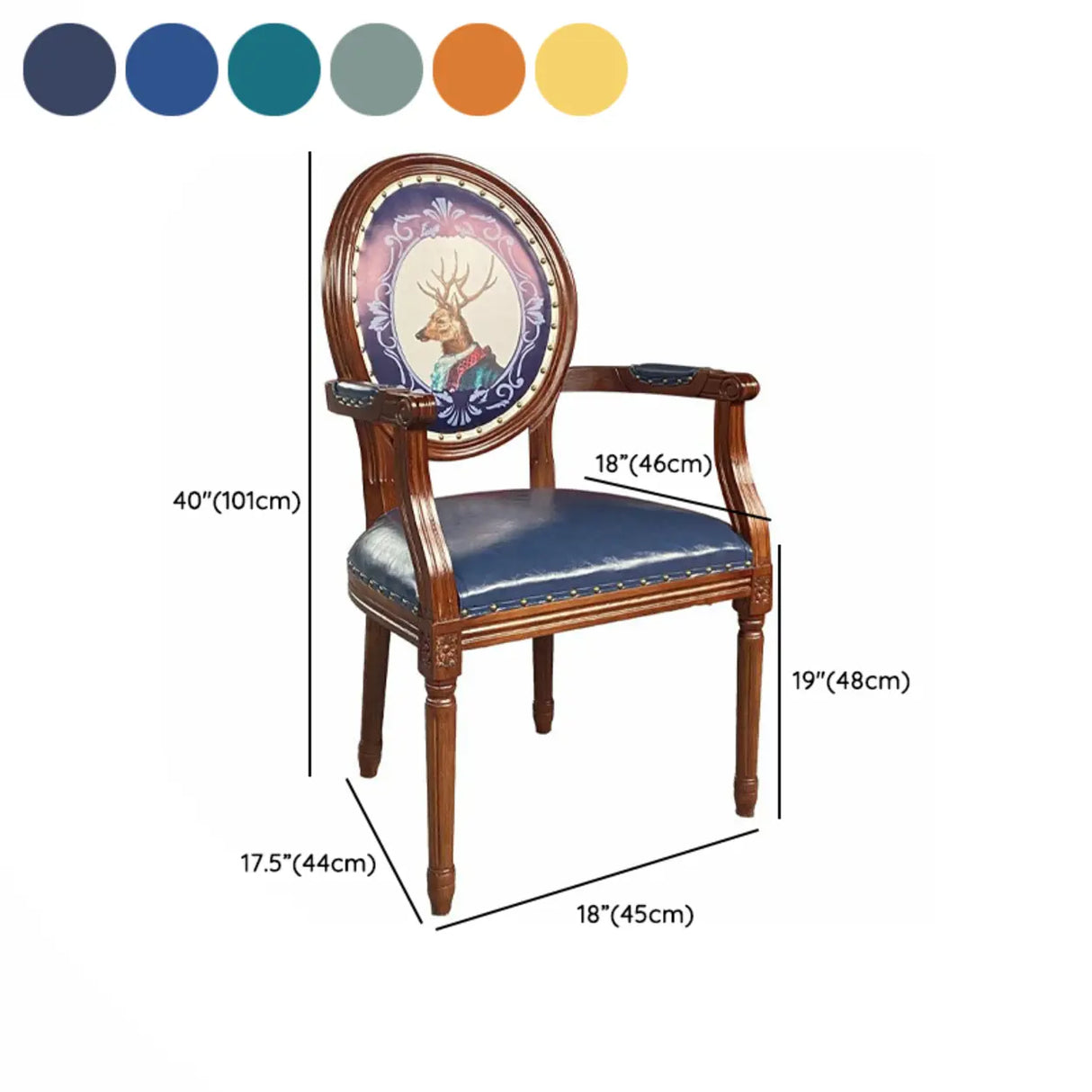 Kitchen Oval High Back Fabric Seat Wood Dining Chair