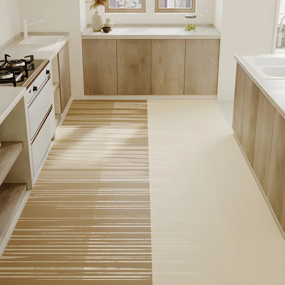 Kitchen Oval Pattern Polyester Rectangle Area Rug Image - 3