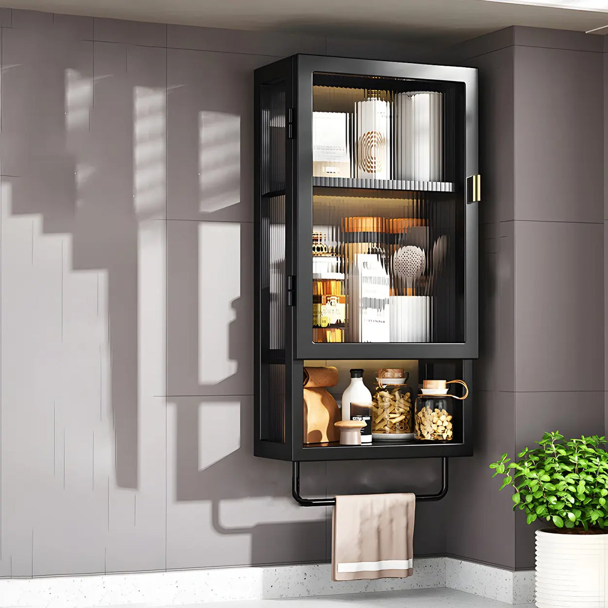 Kitchen Rectangular Wall-Mount Metal Storage Cabinet Image - 13