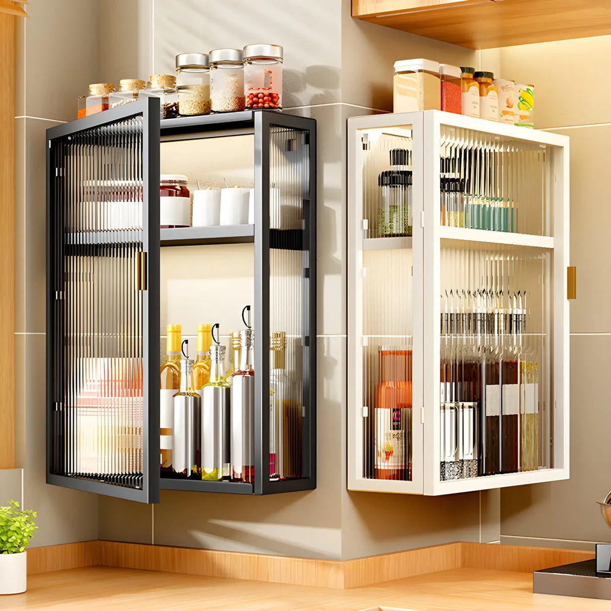 Kitchen Rectangular Wall-Mount Metal Storage Cabinet Image - 1