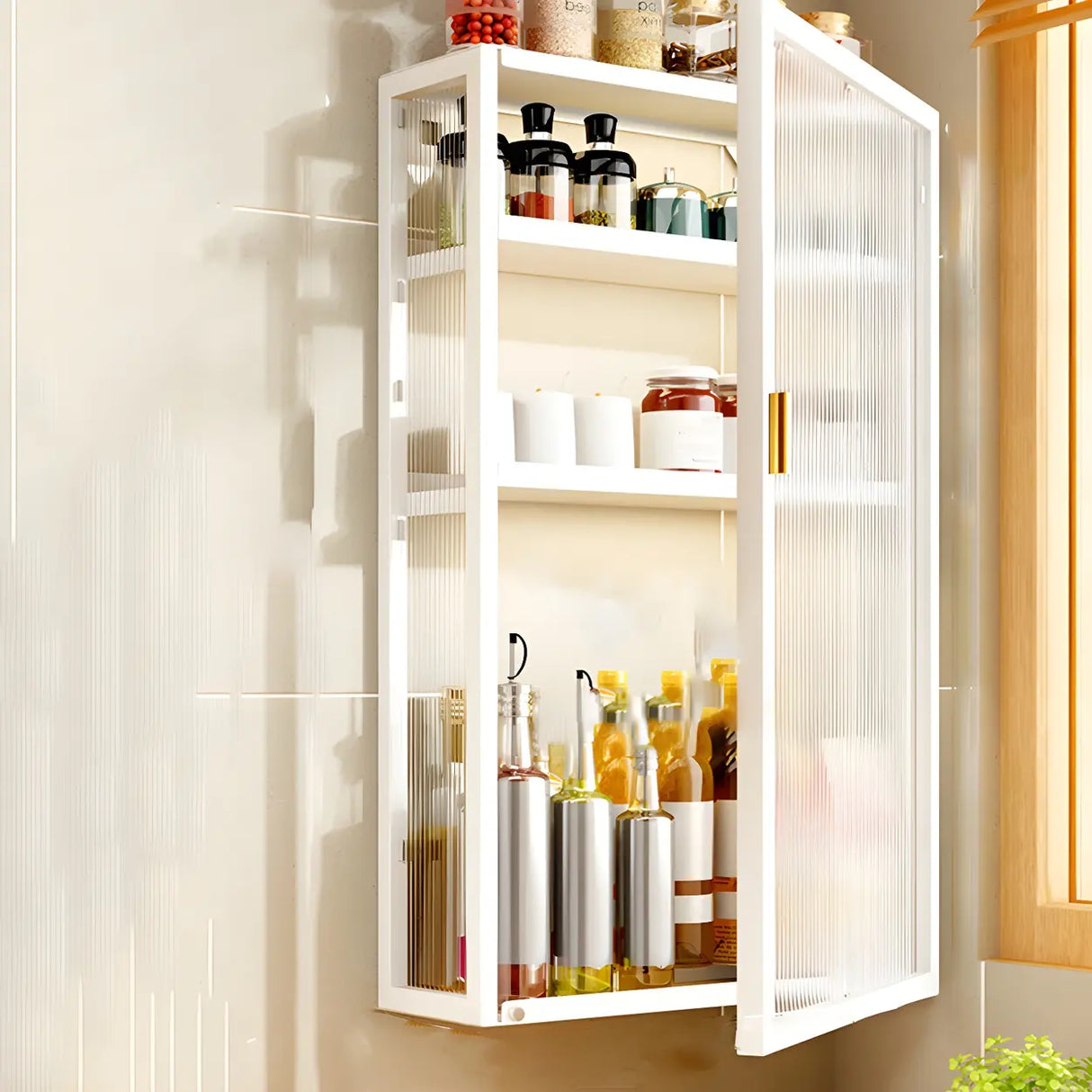 Kitchen Rectangular Wall-Mount Metal Storage Cabinet Image - 20
