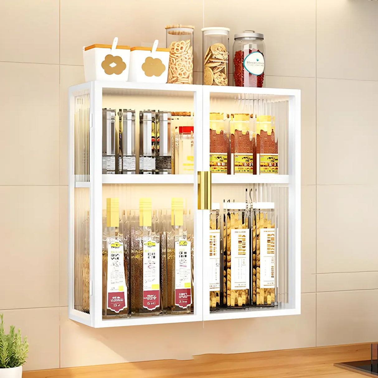 Kitchen Rectangular Wall-Mount Metal Storage Cabinet Image - 22