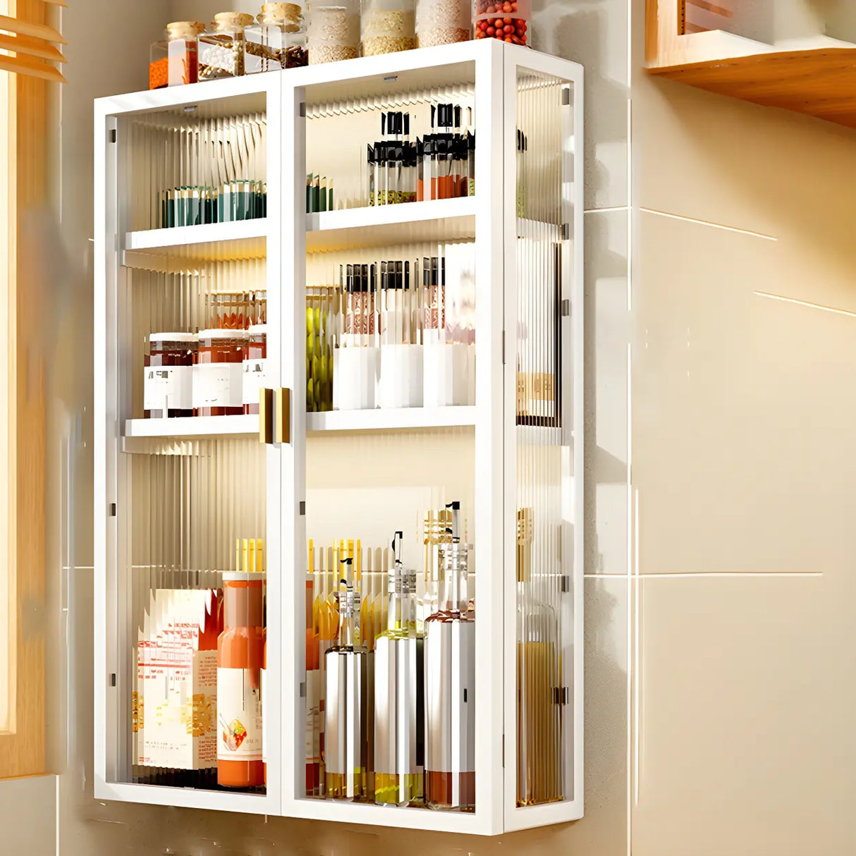 Kitchen Rectangular Wall-Mount Metal Storage Cabinet Image - 23