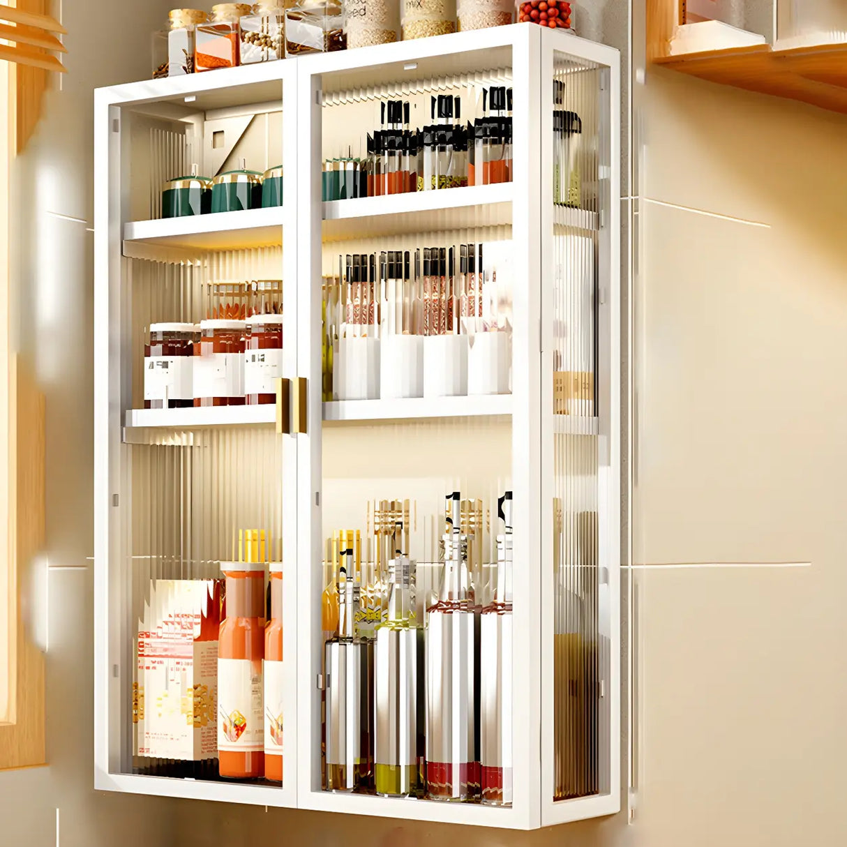 Kitchen Rectangular Wall-Mount Metal Storage Cabinet Image - 24