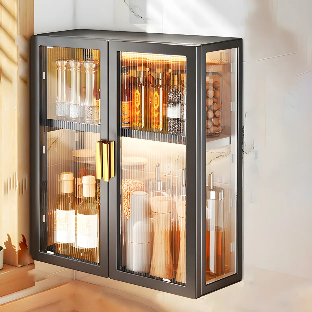 Kitchen Rectangular Wall-Mount Metal Storage Cabinet Image - 5