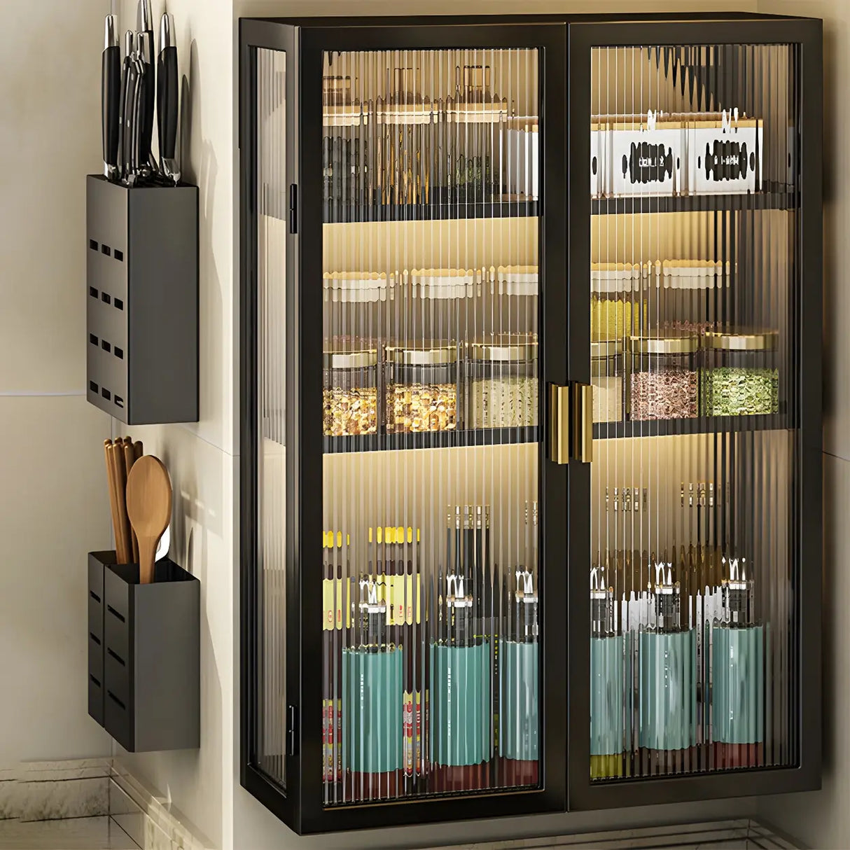 Kitchen Rectangular Wall-Mount Metal Storage Cabinet Image - 6