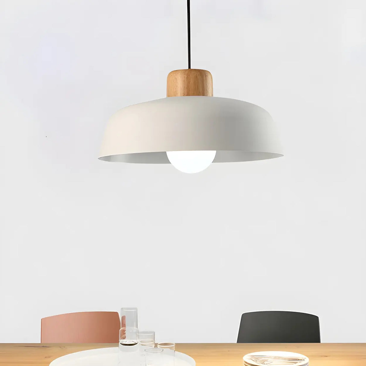 Kitchen Simplistic Bowl-Shaped Metal Pendant Light Image - 5
