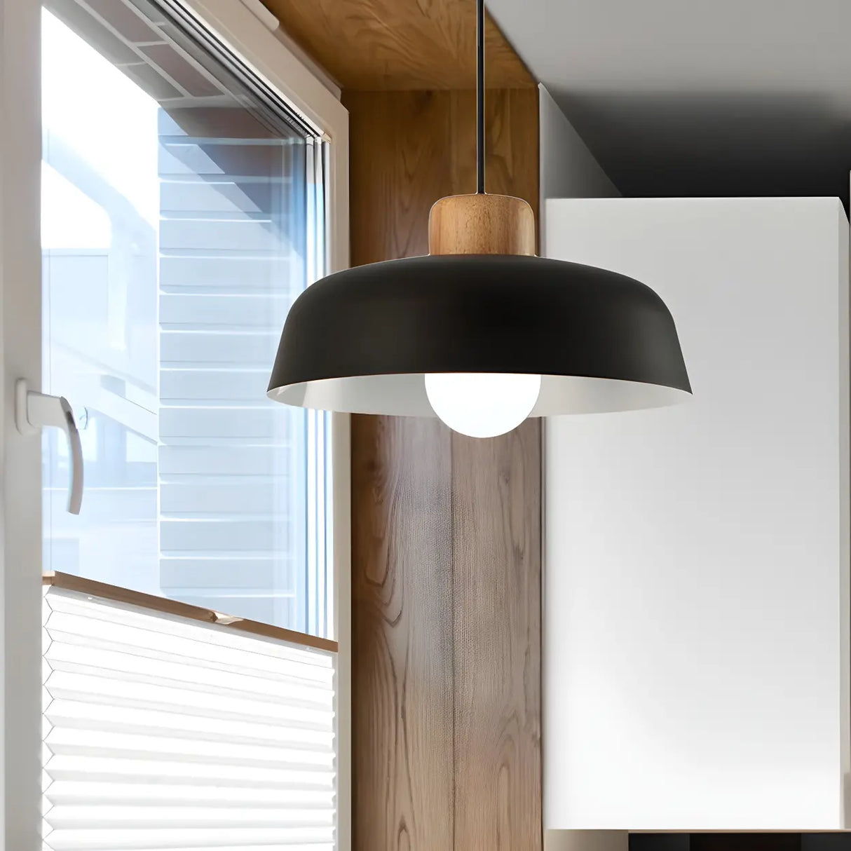 Kitchen Simplistic Bowl-Shaped Metal Pendant Light Image - 3