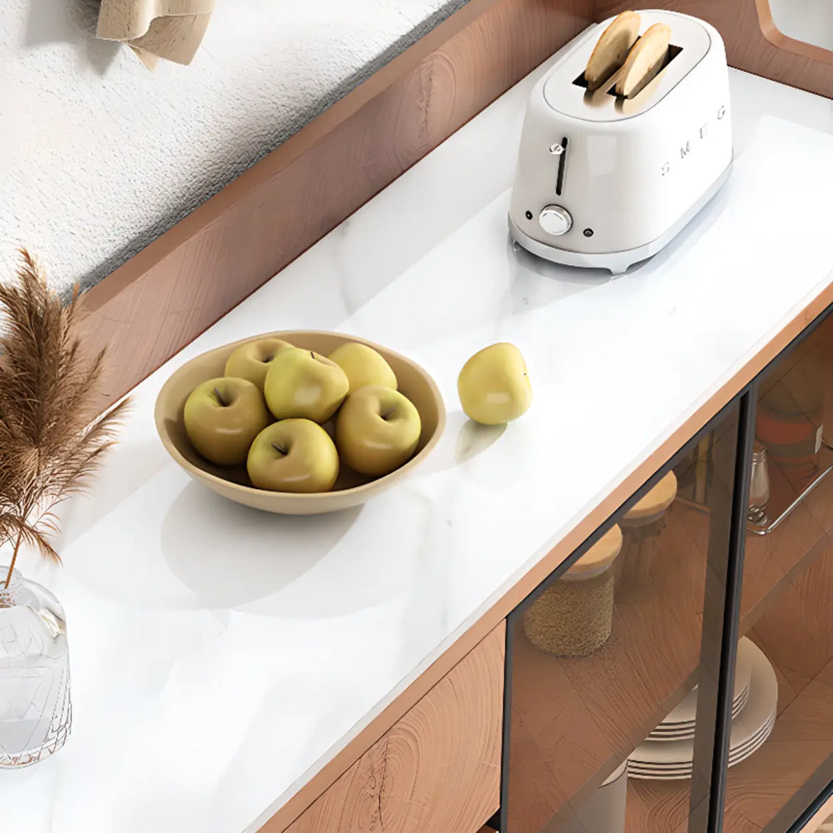 Kitchen Storage Sideboard Wood China Cabinet Nut-Brown Image - 12