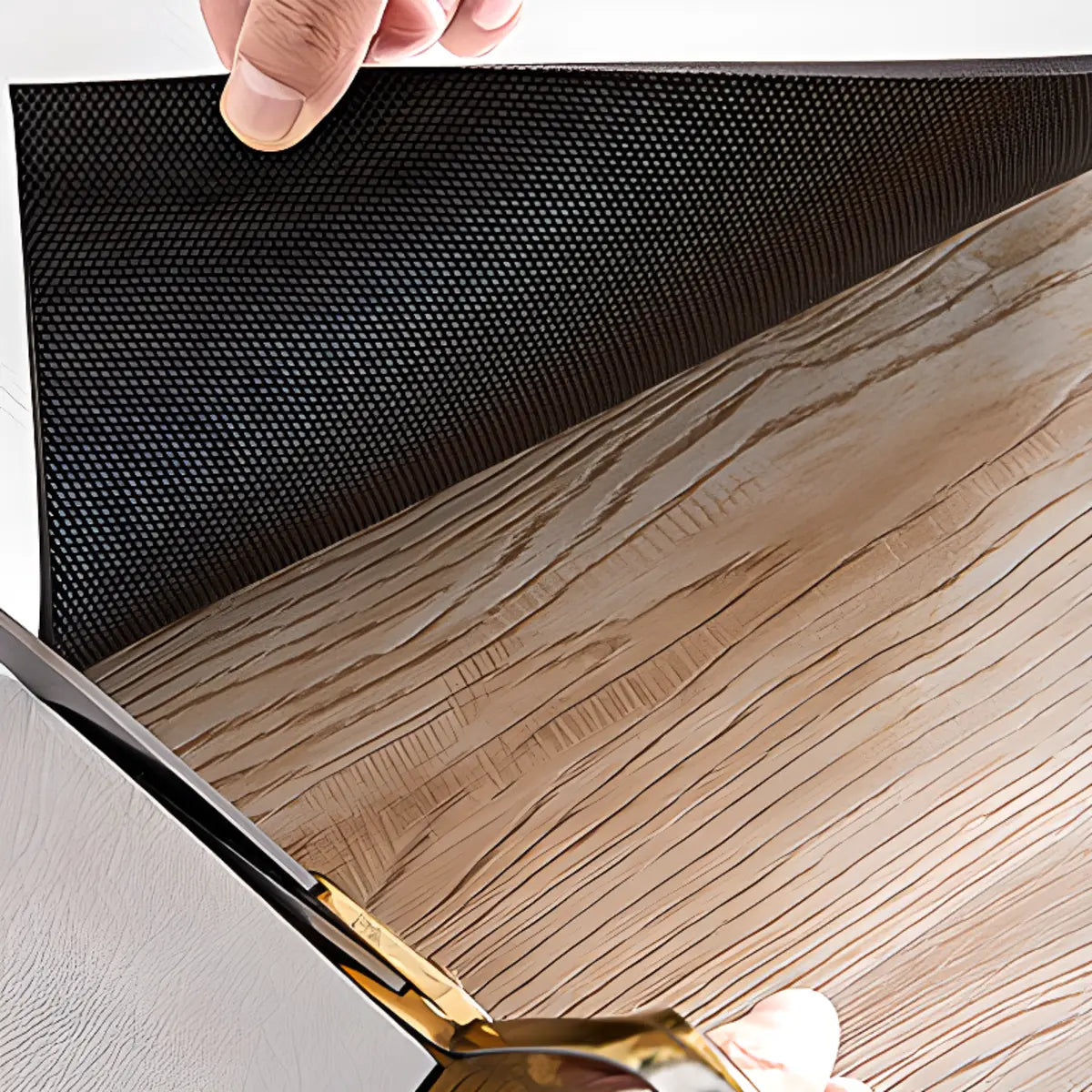 Kitchen Vinyl Rectangular Floral Pattern Blue Area Rug Image - 5