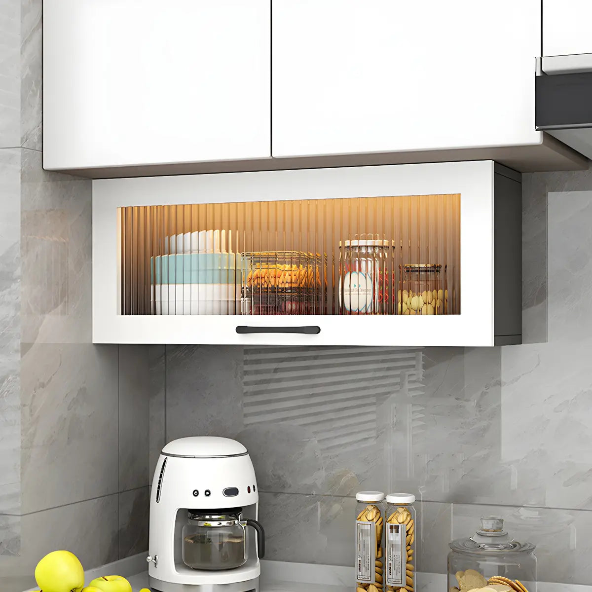 Kitchen Wood Wall-Mounted Storage China Cabinets White Image - 17