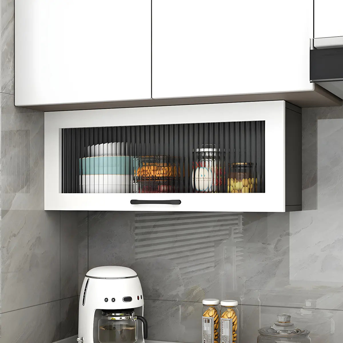 Kitchen Wood Wall-Mounted Storage China Cabinets White Image - 18