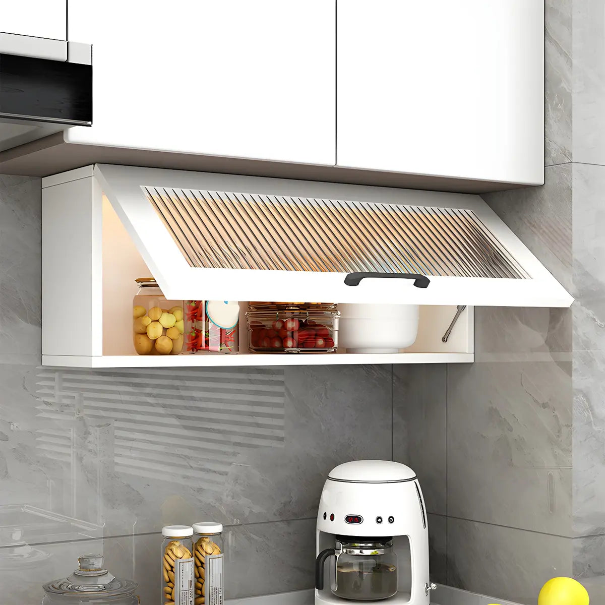 Kitchen Wood Wall-Mounted Storage China Cabinets White Image - 7