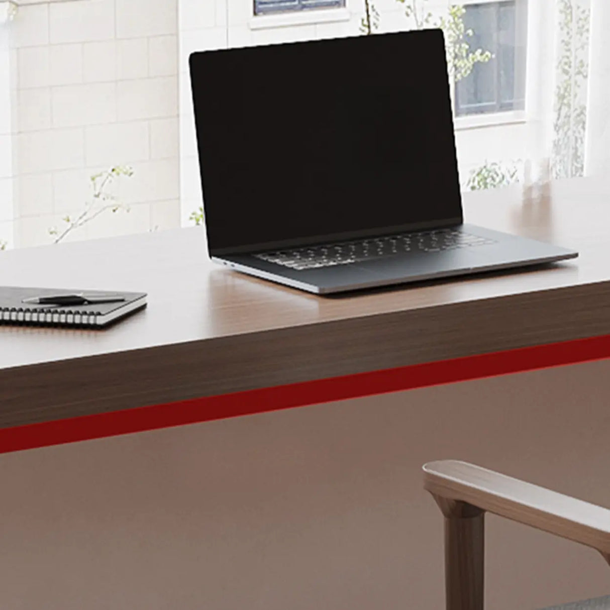 L-Shape Brown Lumber H-Shape Base Double Computer Desk Image - 10