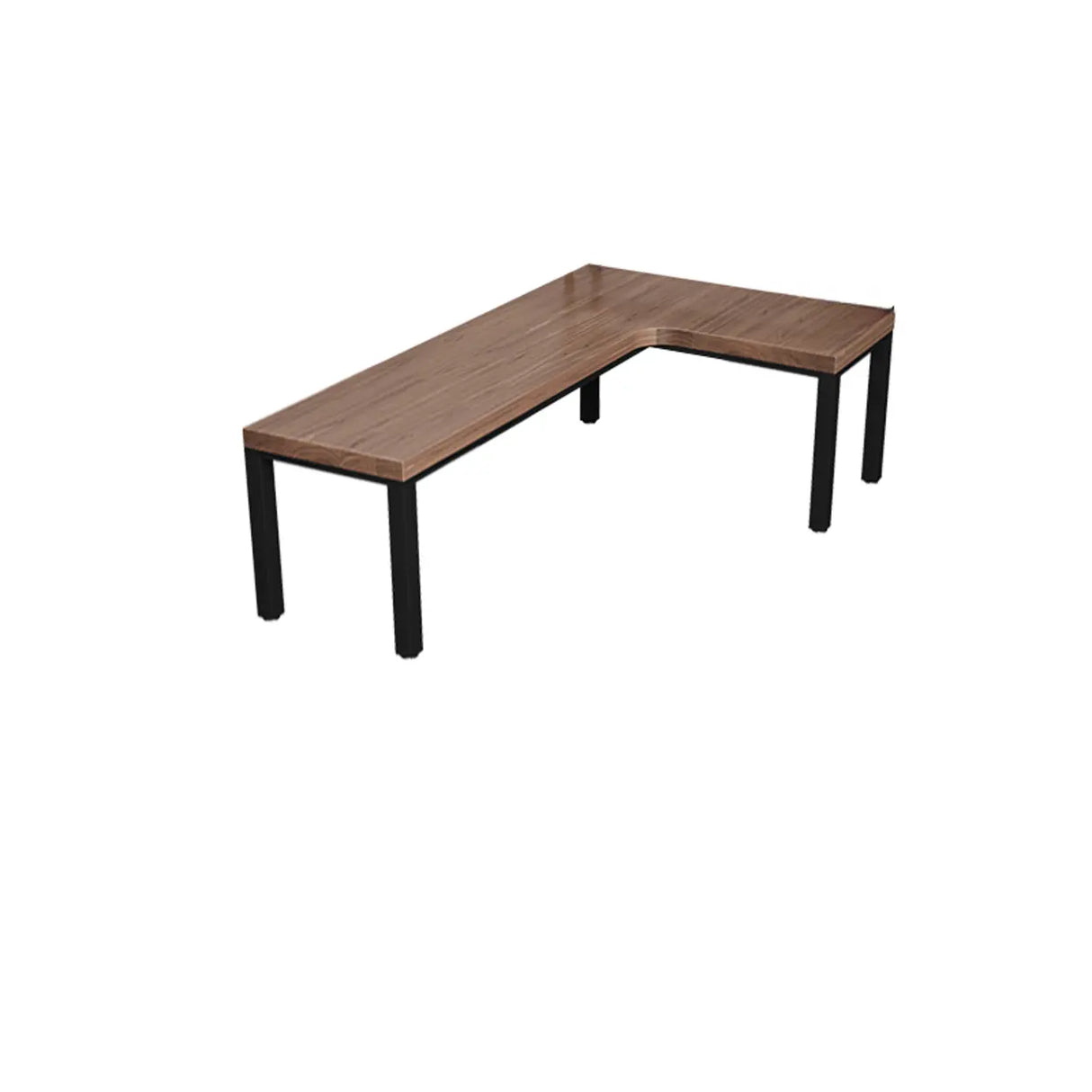 L-Shape Brown Lumber H-Shape Base Double Computer Desk Image - 11