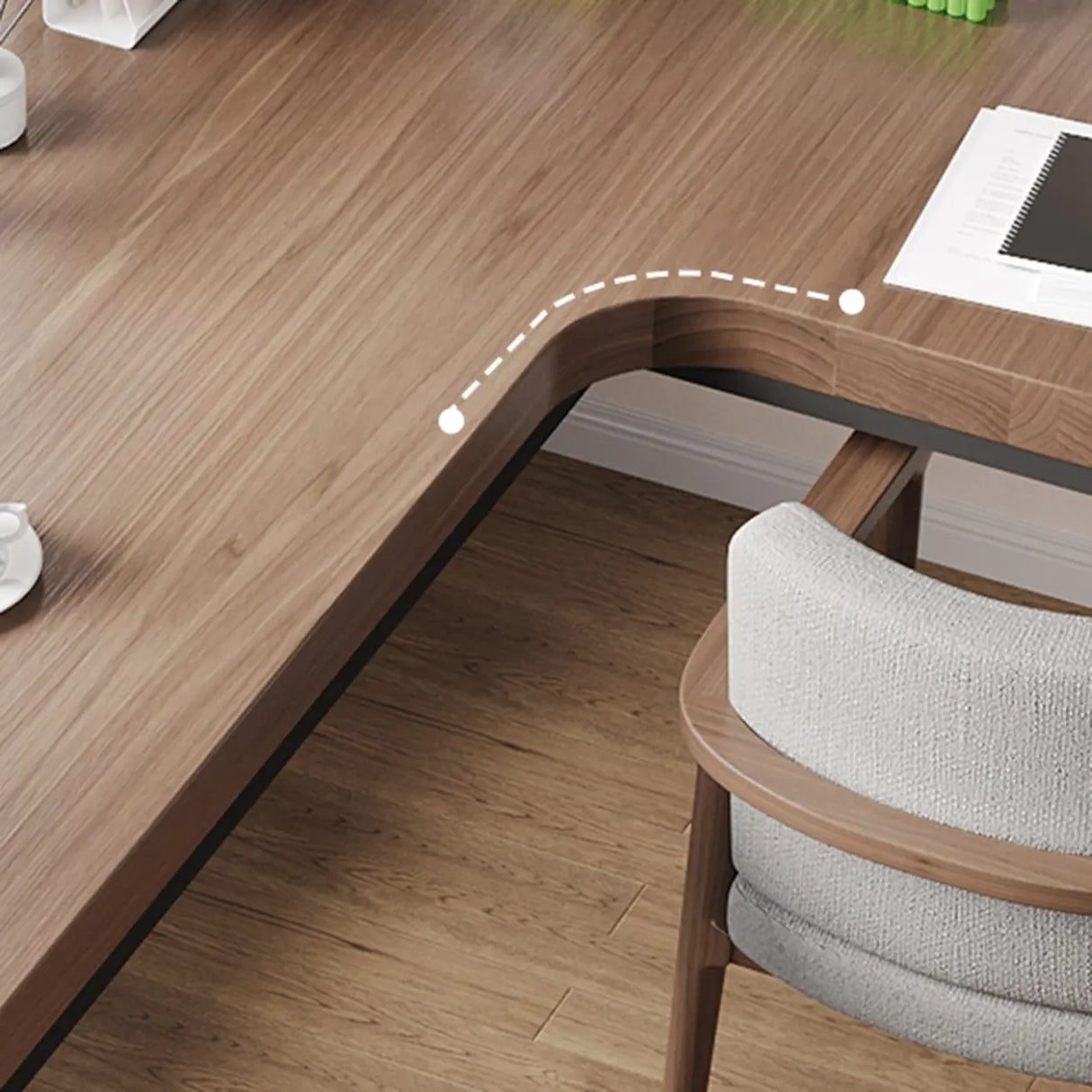 L-Shape Brown Lumber H-Shape Base Double Computer Desk Image - 13