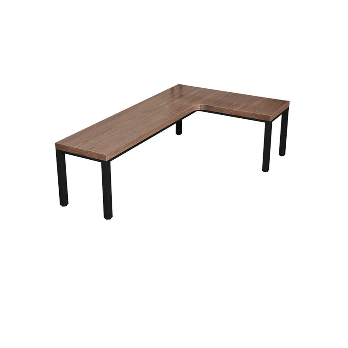 L-Shape Brown Lumber H-Shape Base Double Computer Desk Image - 15