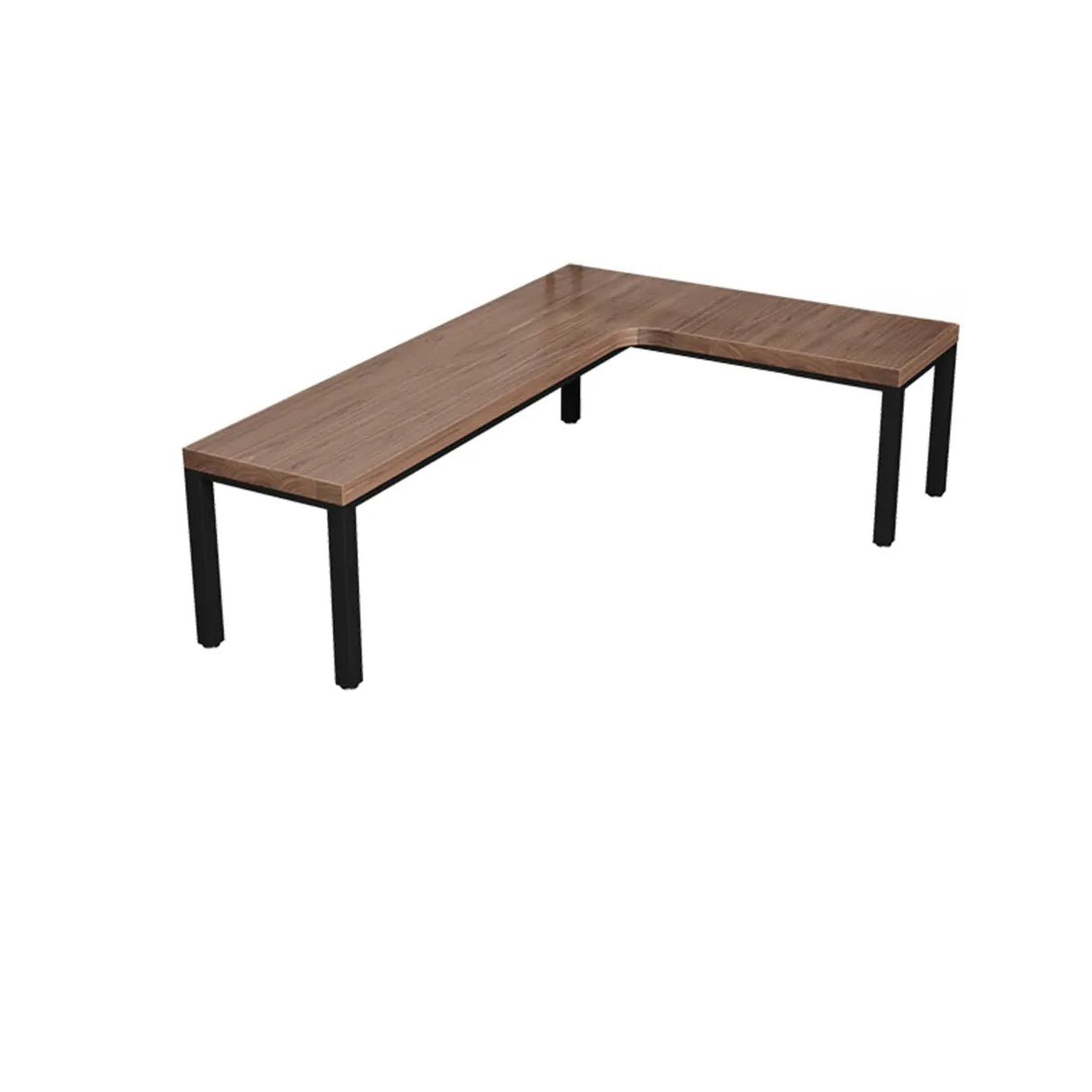 L-Shape Brown Lumber H-Shape Base Double Computer Desk Image - 16