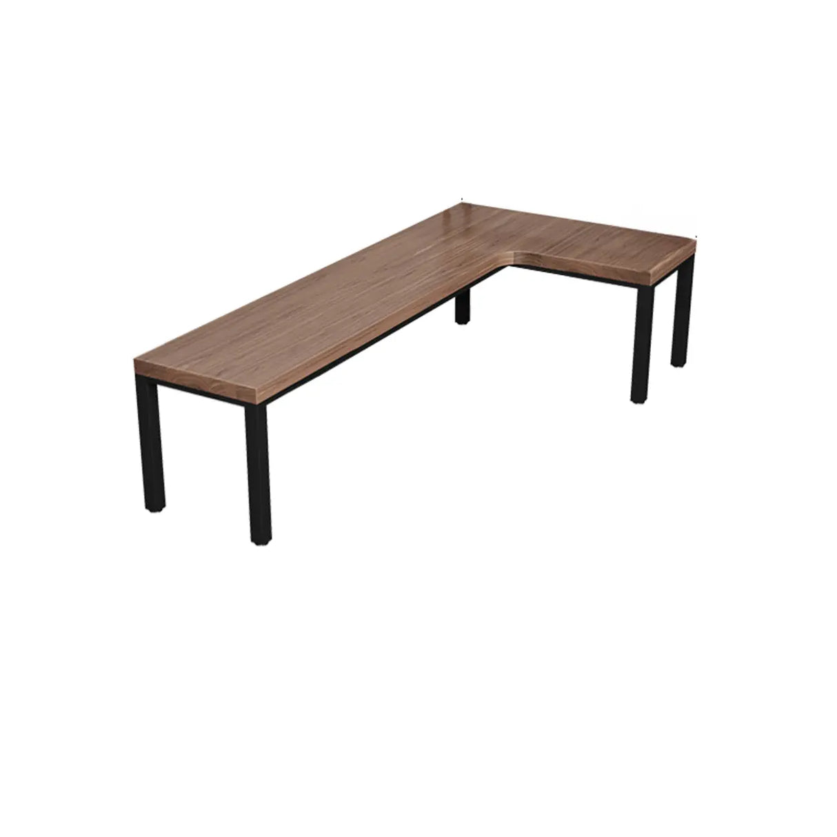 L-Shape Brown Lumber H-Shape Base Double Computer Desk Image - 17