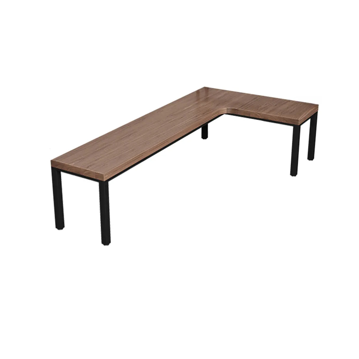 L-Shape Brown Lumber H-Shape Base Double Computer Desk Image - 19