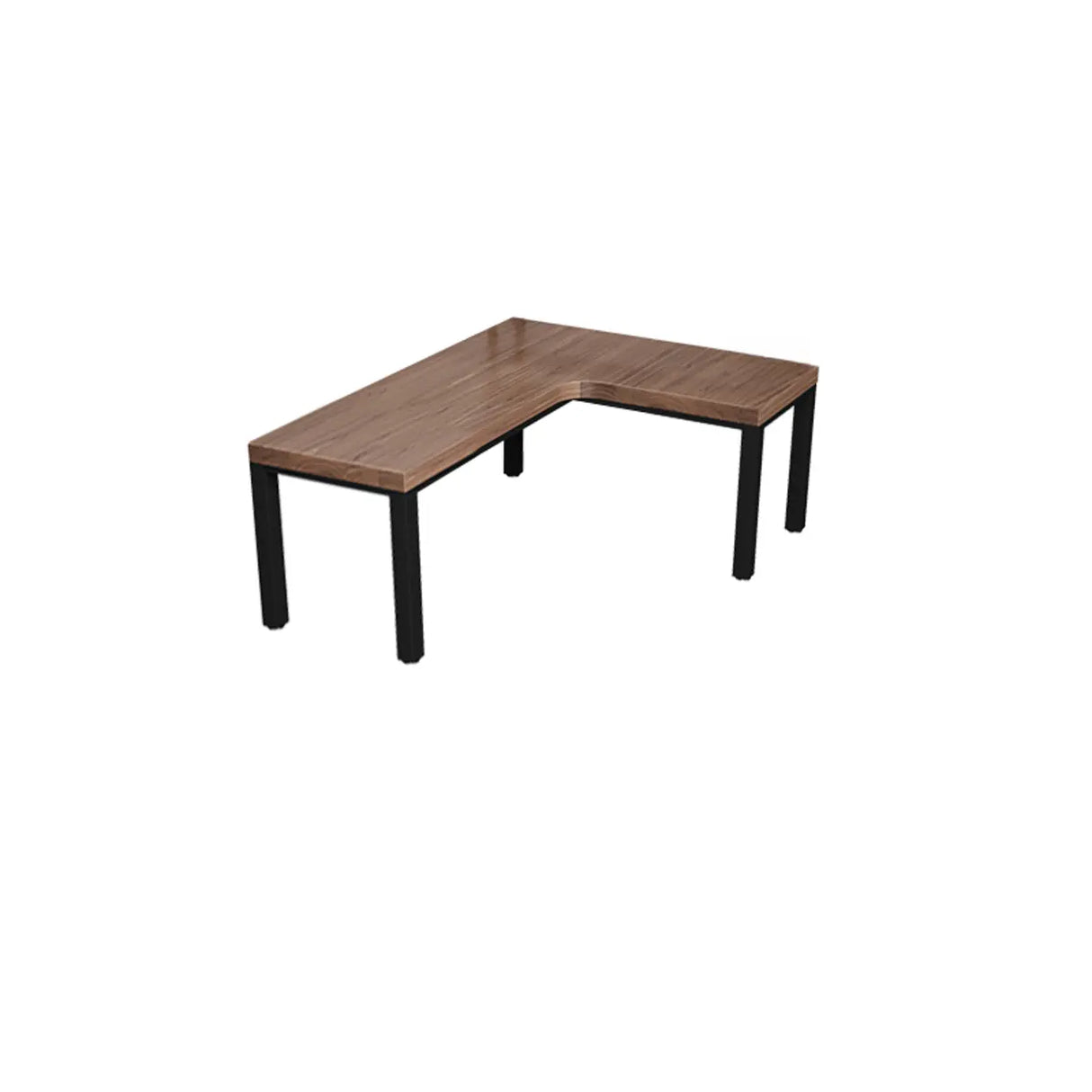 L-Shape Brown Lumber H-Shape Base Double Computer Desk Image - 4