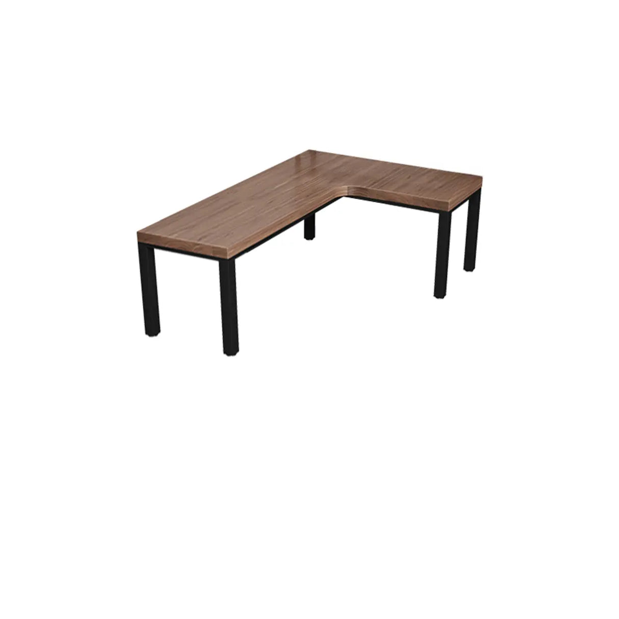 L-Shape Brown Lumber H-Shape Base Double Computer Desk Image - 7