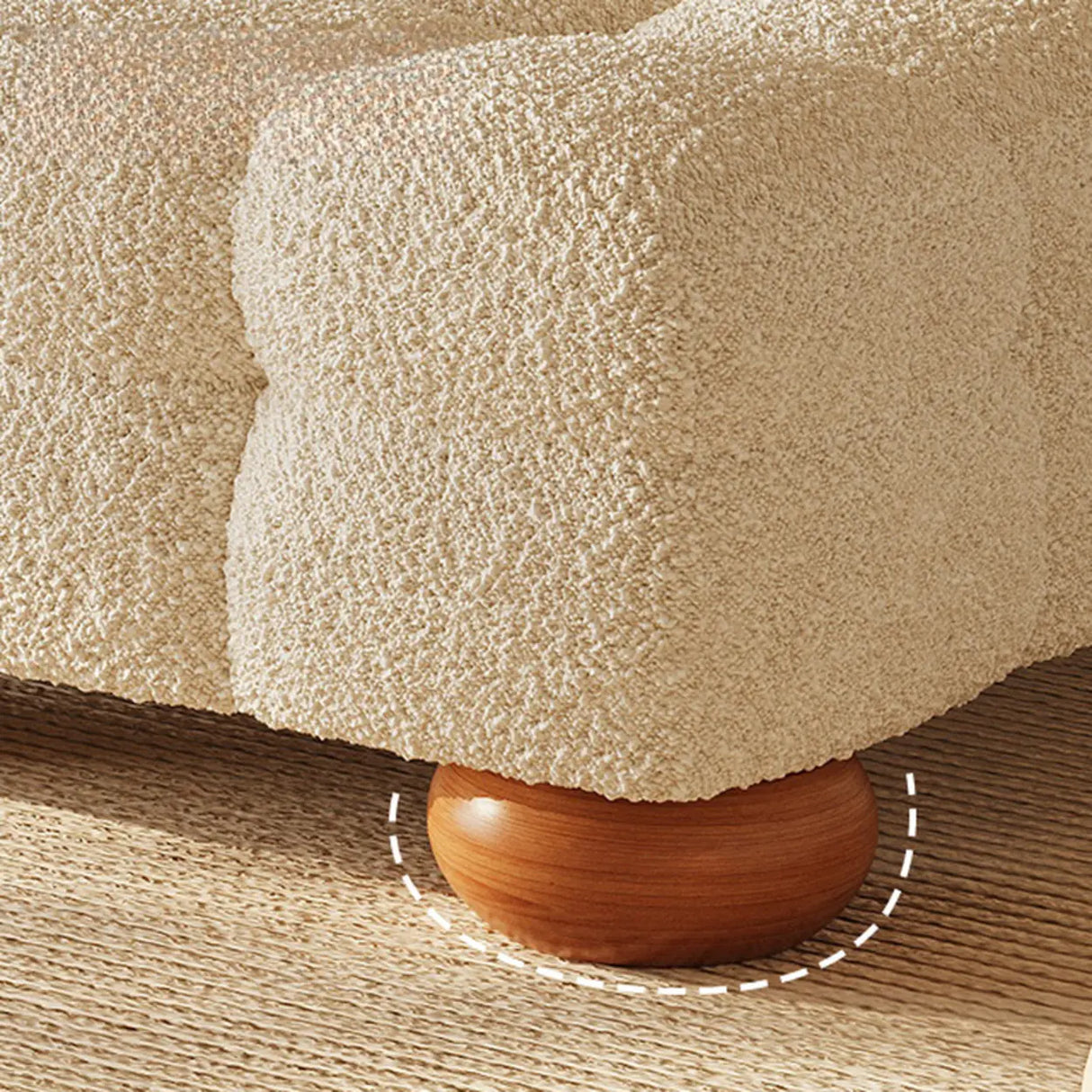 L-Shape Cream Medium Tufted Cozy Corner Sectional Sofa Image - 11