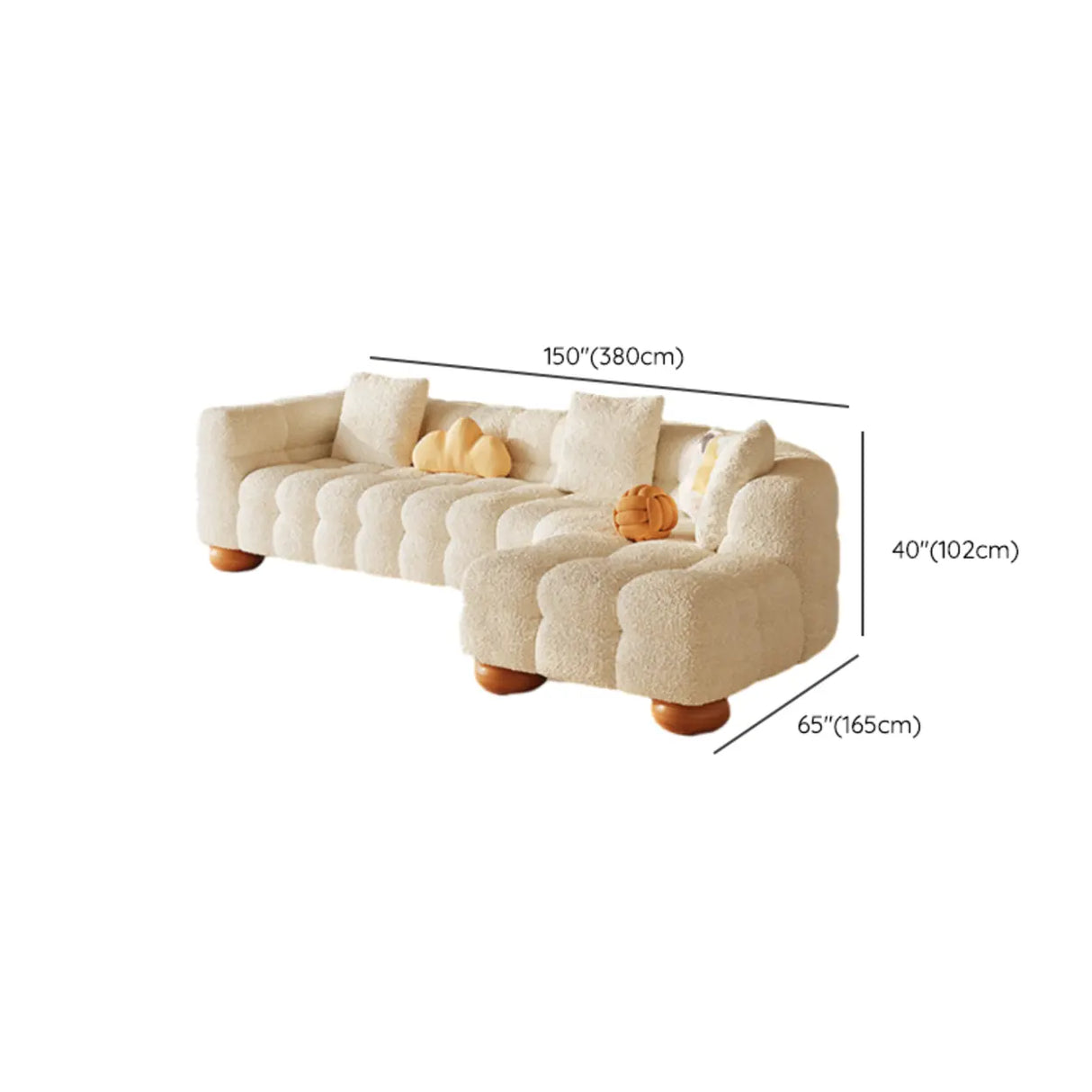 L-Shape Cream Medium Tufted Cozy Corner Sectional Sofa Image - 15