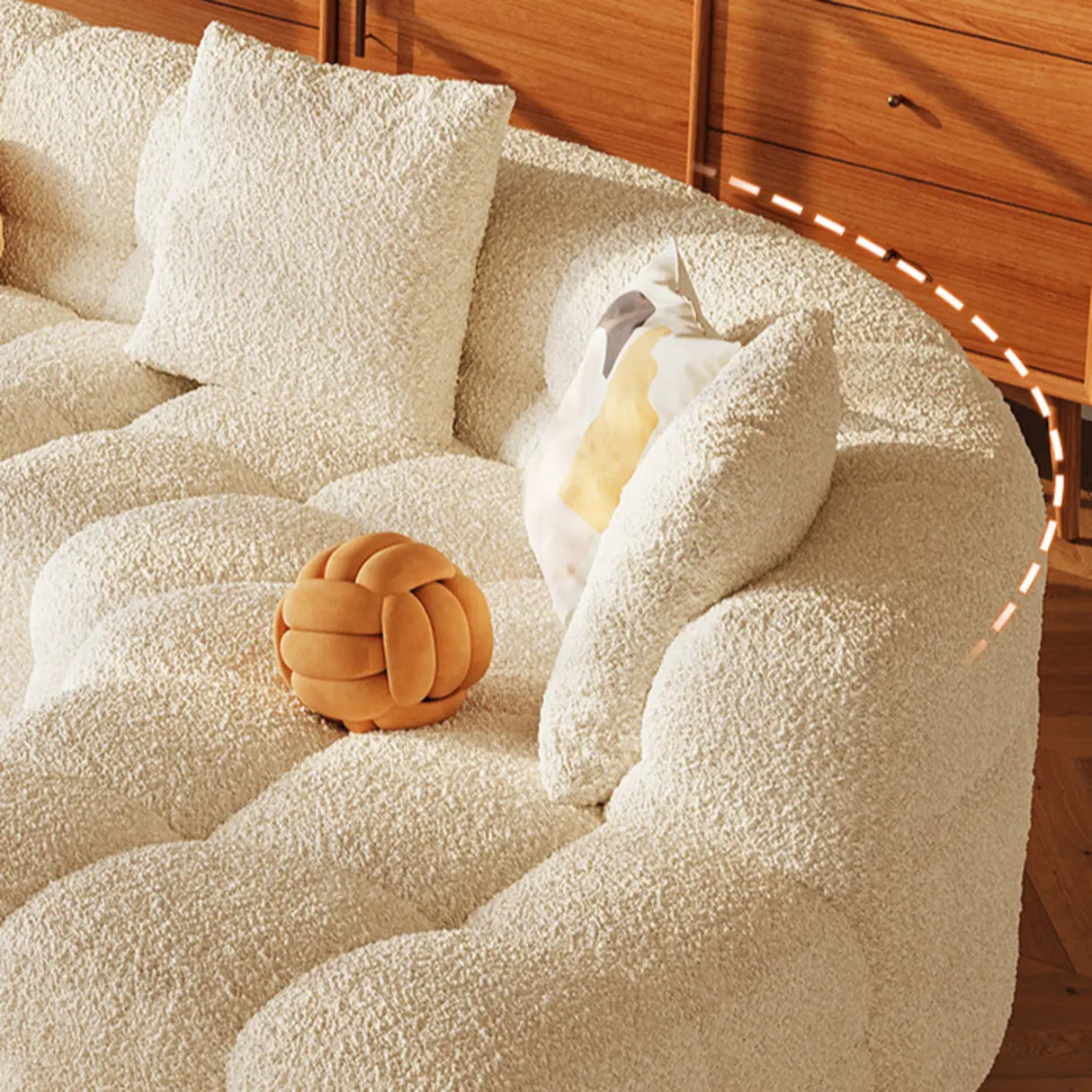 L-Shape Cream Medium Tufted Cozy Corner Sectional Sofa Image - 8