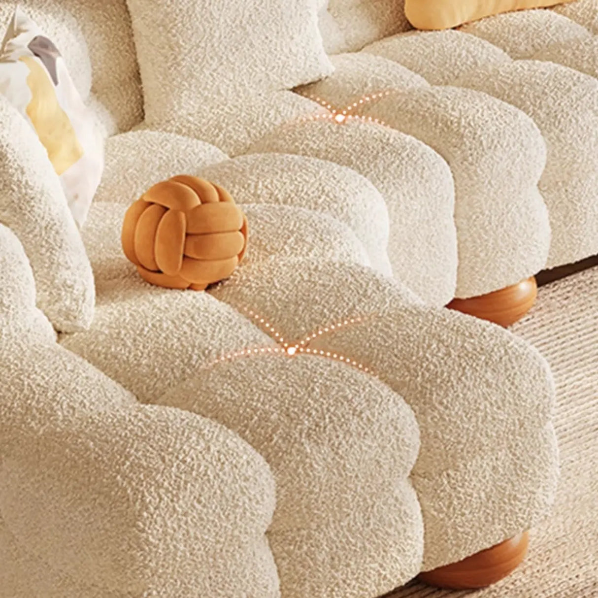 L-Shape Cream Medium Tufted Cozy Corner Sectional Sofa Image - 10