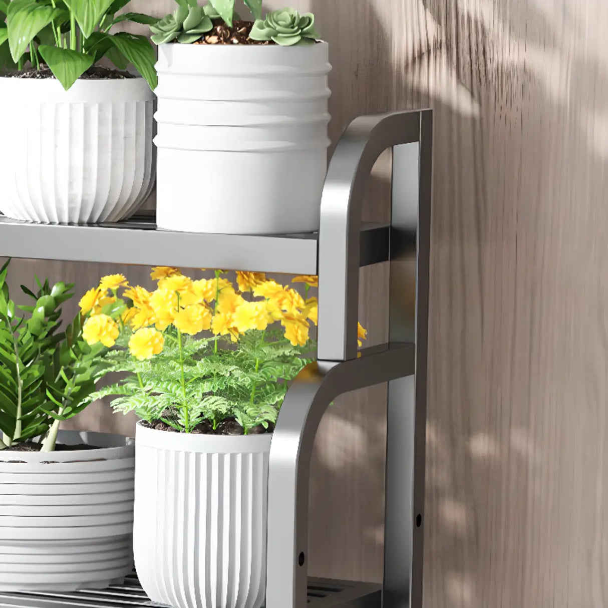 Ladder Metal Rolling 3-Tier Storage Plant Stand Gold Image - 17