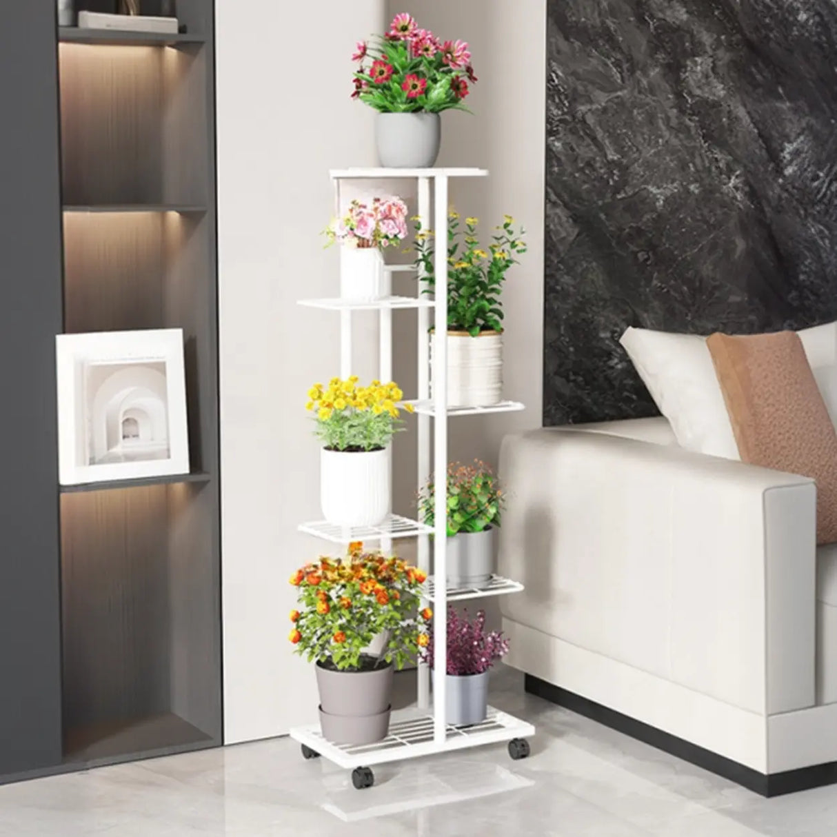 Ladder Metal Rolling 3-Tier Storage Plant Stand Gold Image - 19