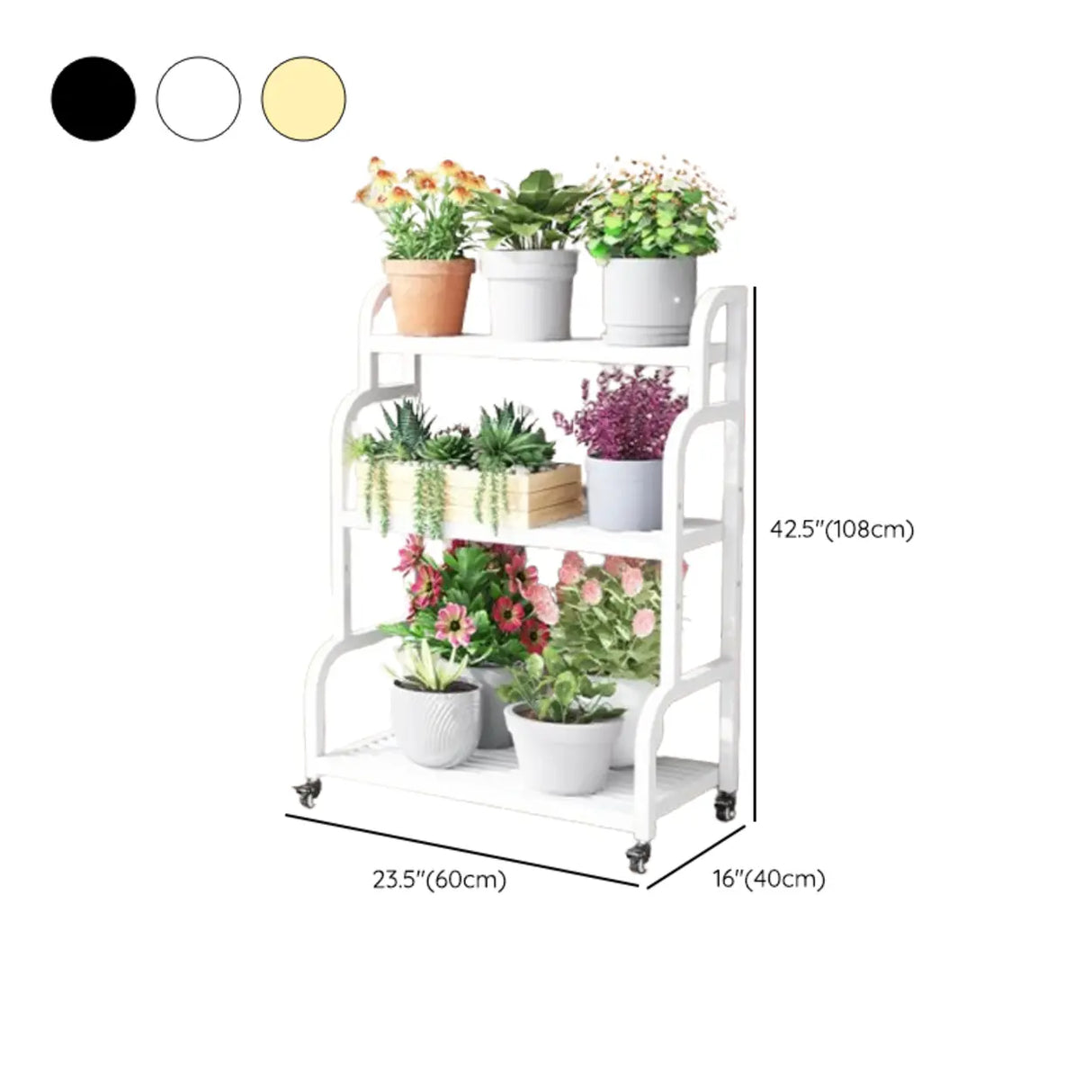 Ladder Metal Rolling 3-Tier Storage Plant Stand Gold Image - 25