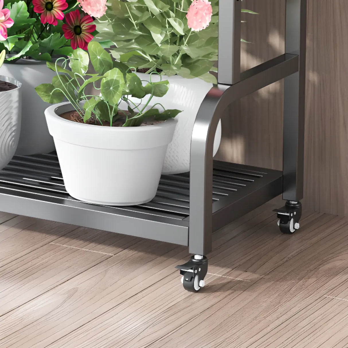 Ladder Metal Rolling 3-Tier Storage Plant Stand Gold Image - 20