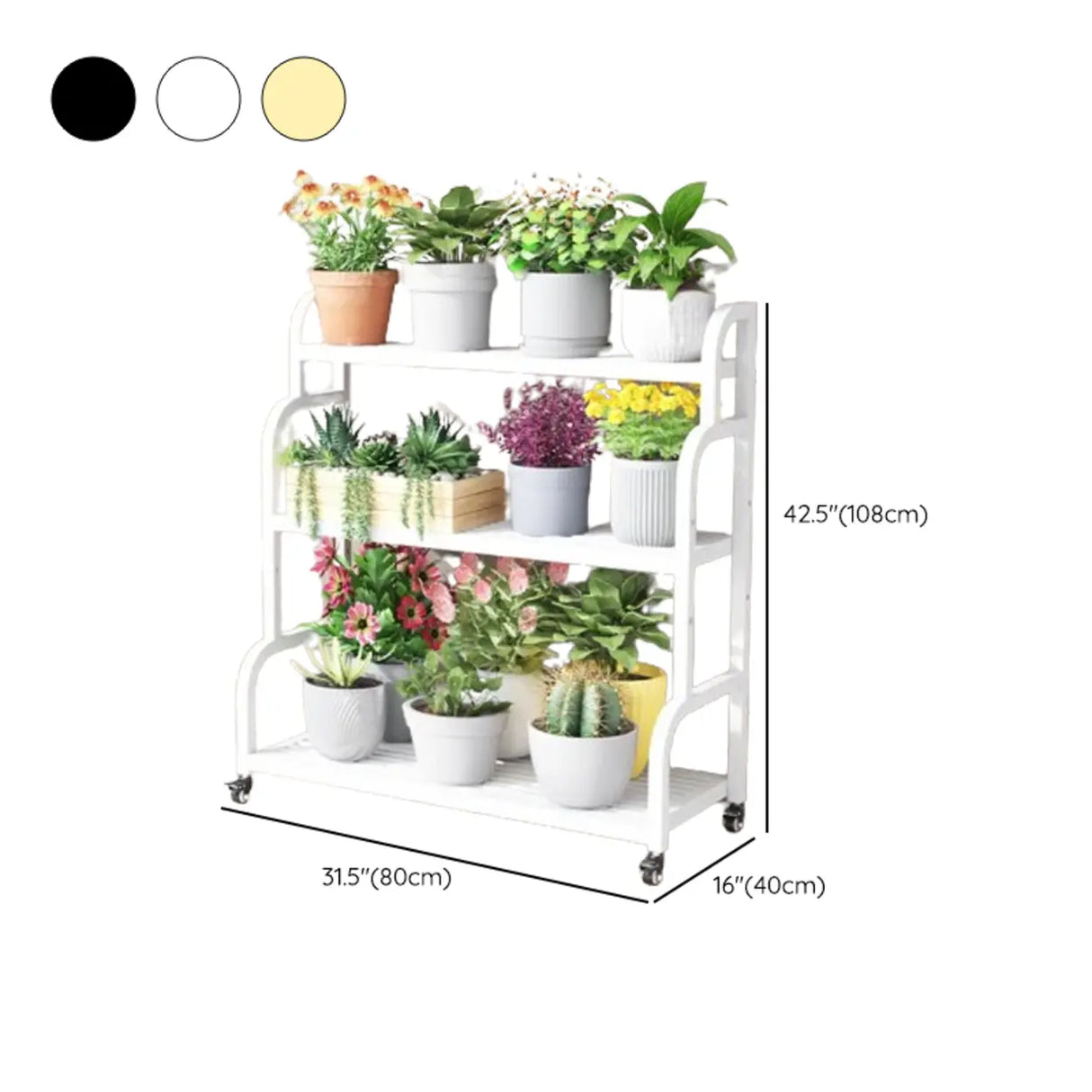 Ladder Metal Rolling 3-Tier Storage Plant Stand Gold Image - 26