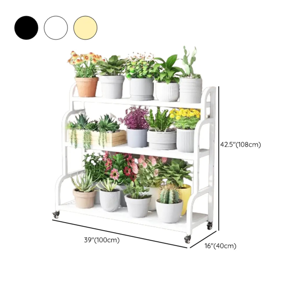 Ladder Metal Rolling 3-Tier Storage Plant Stand Gold Image - 27