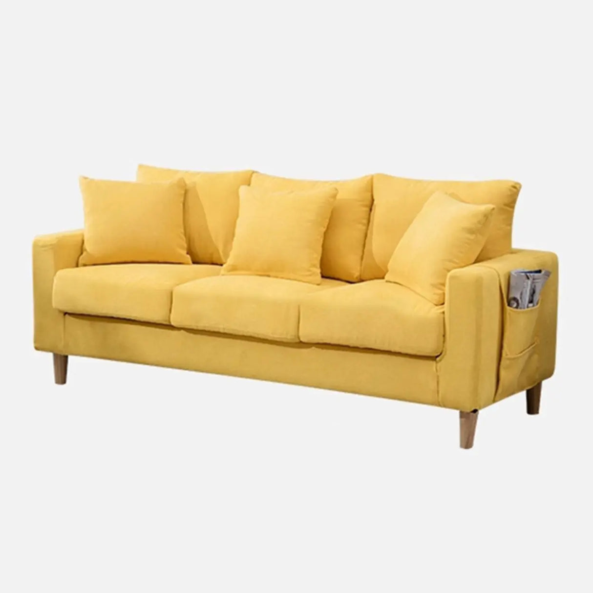 Lake Blue Flannel Square Arm Pillow Back Storage Sofa Image - 36