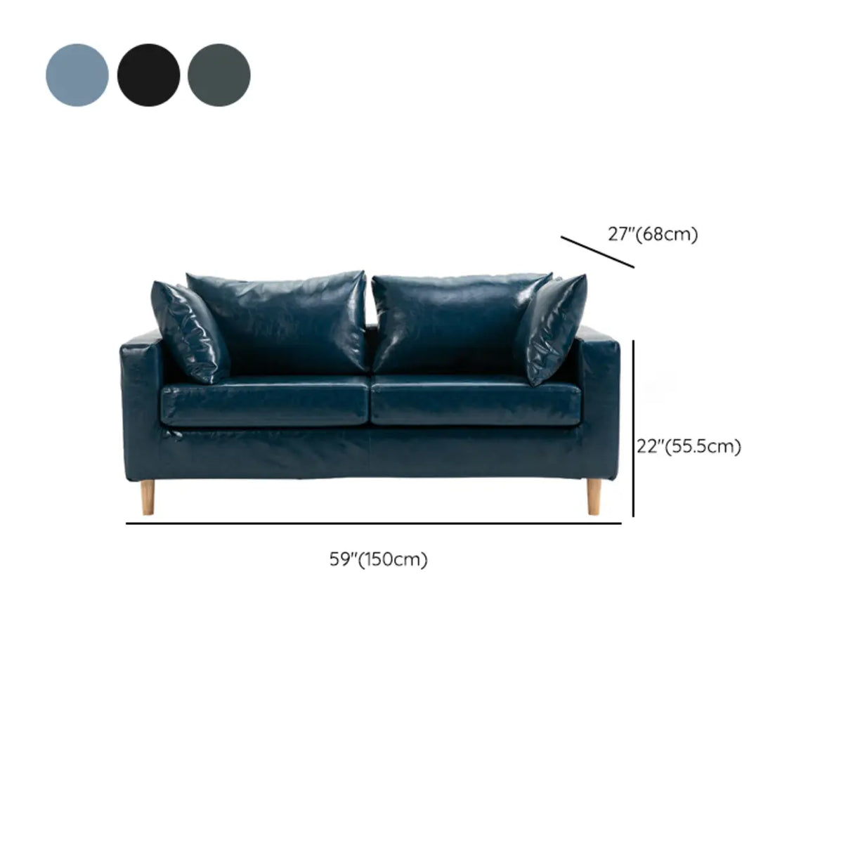 Lake Blue Flannel Square Arm Pillow Back Storage Sofa Image - 38