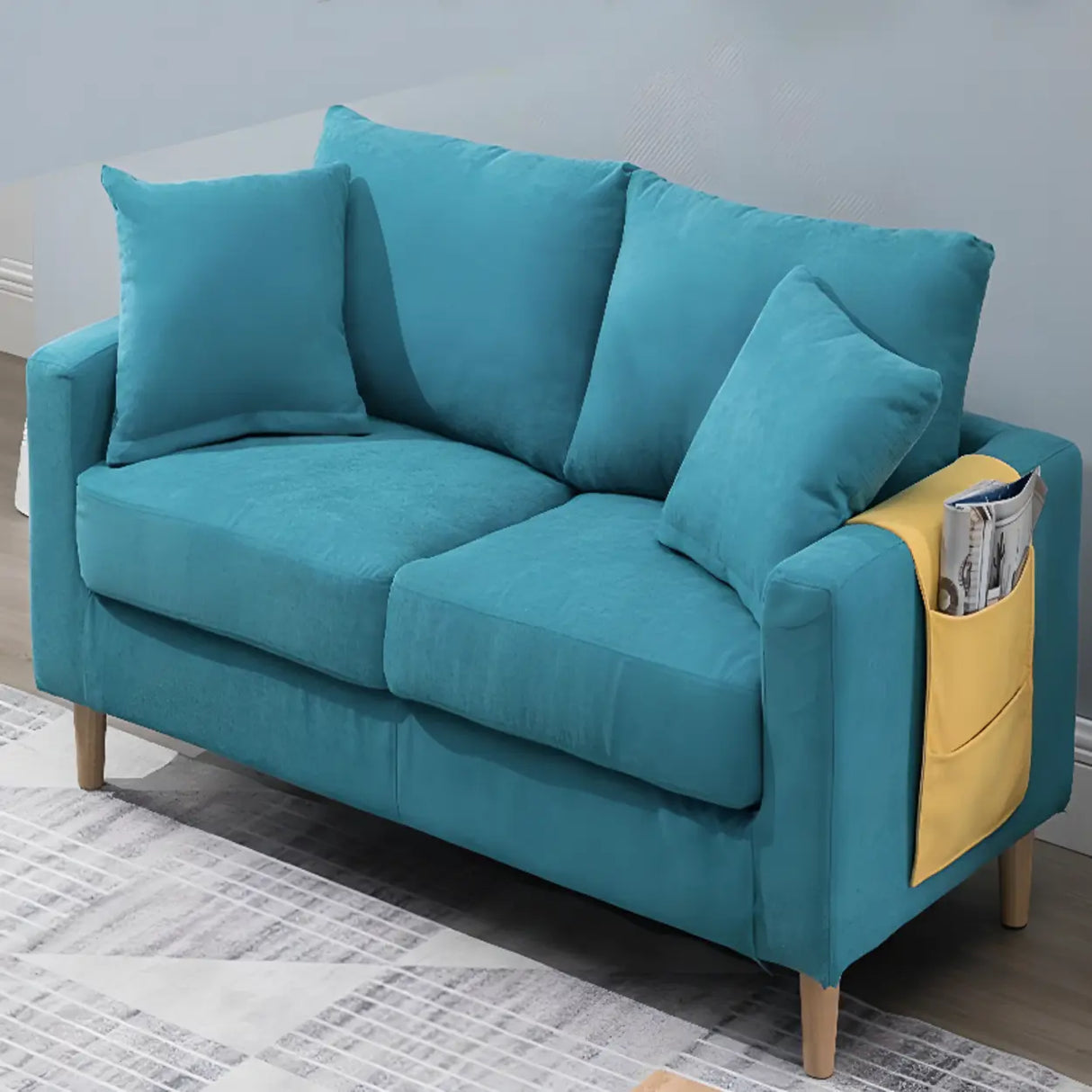 Lake Blue Removable Cushions Sewn Pillow Back Loveseat Image - 1