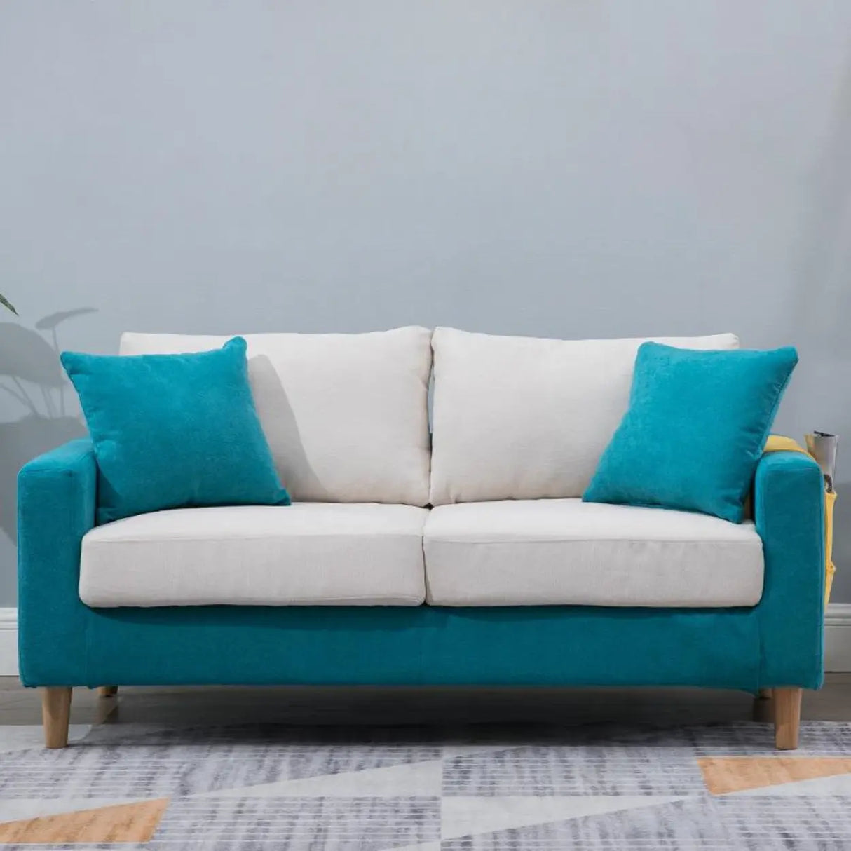 Lake Blue Removable Cushions Sewn Pillow Back Loveseat Image - 18