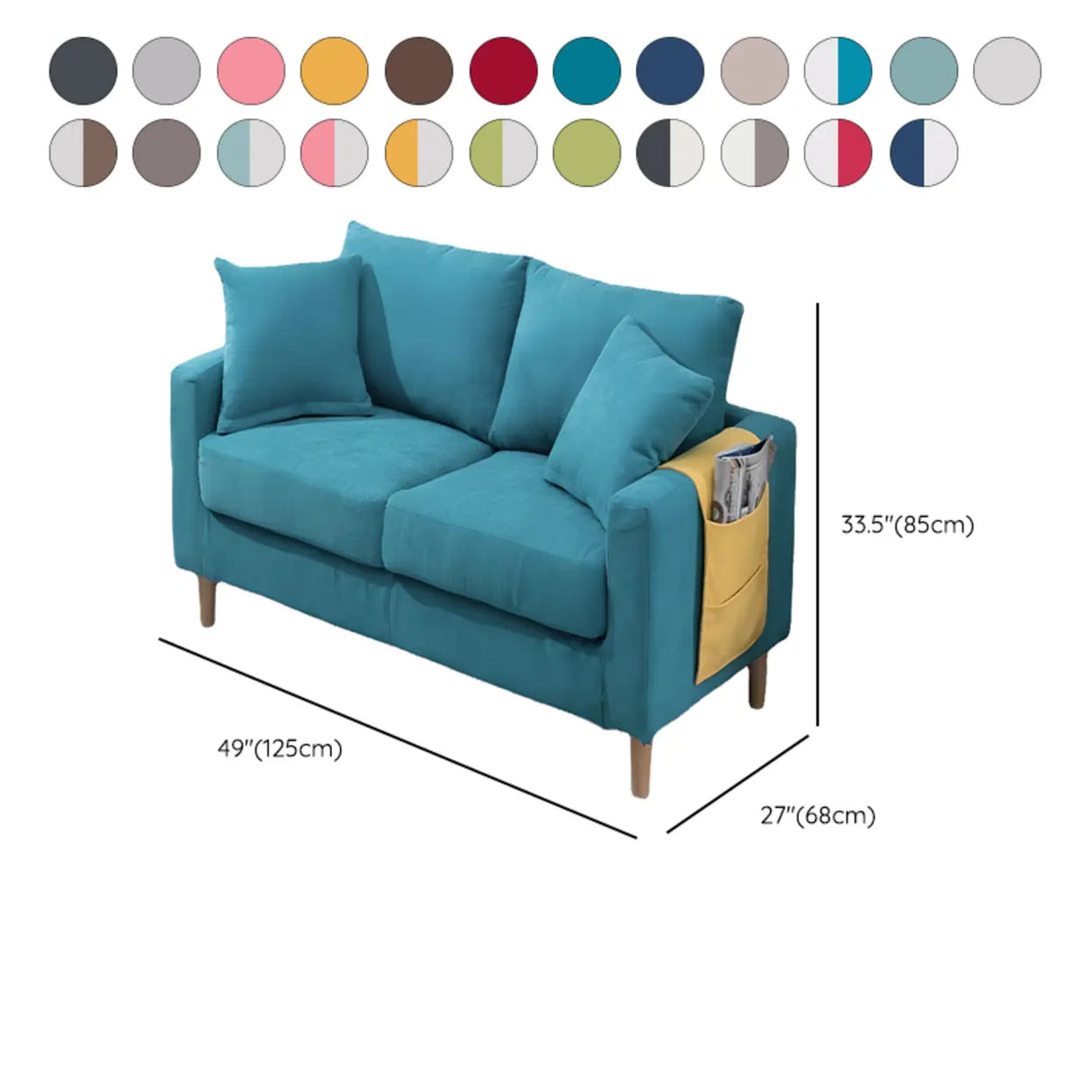 Lake Blue Removable Cushions Sewn Pillow Back Loveseat Image - 36