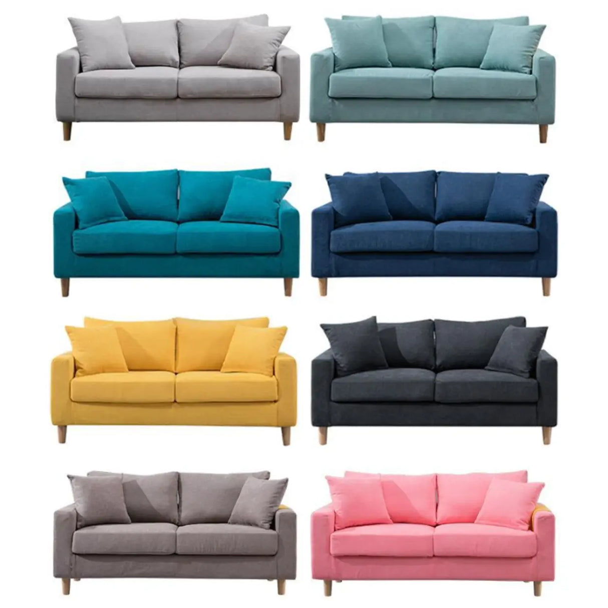 Lake Blue Removable Cushions Sewn Pillow Back Loveseat Image - 8